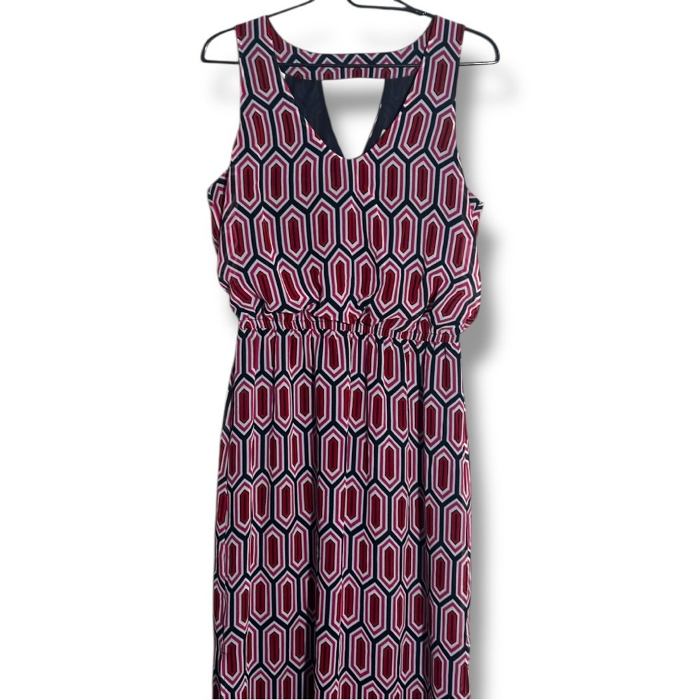 Banana Republic Red/White/Black Geometric Pattern Cutout Sleeveless Maxi Dress - Picture 14 of 16